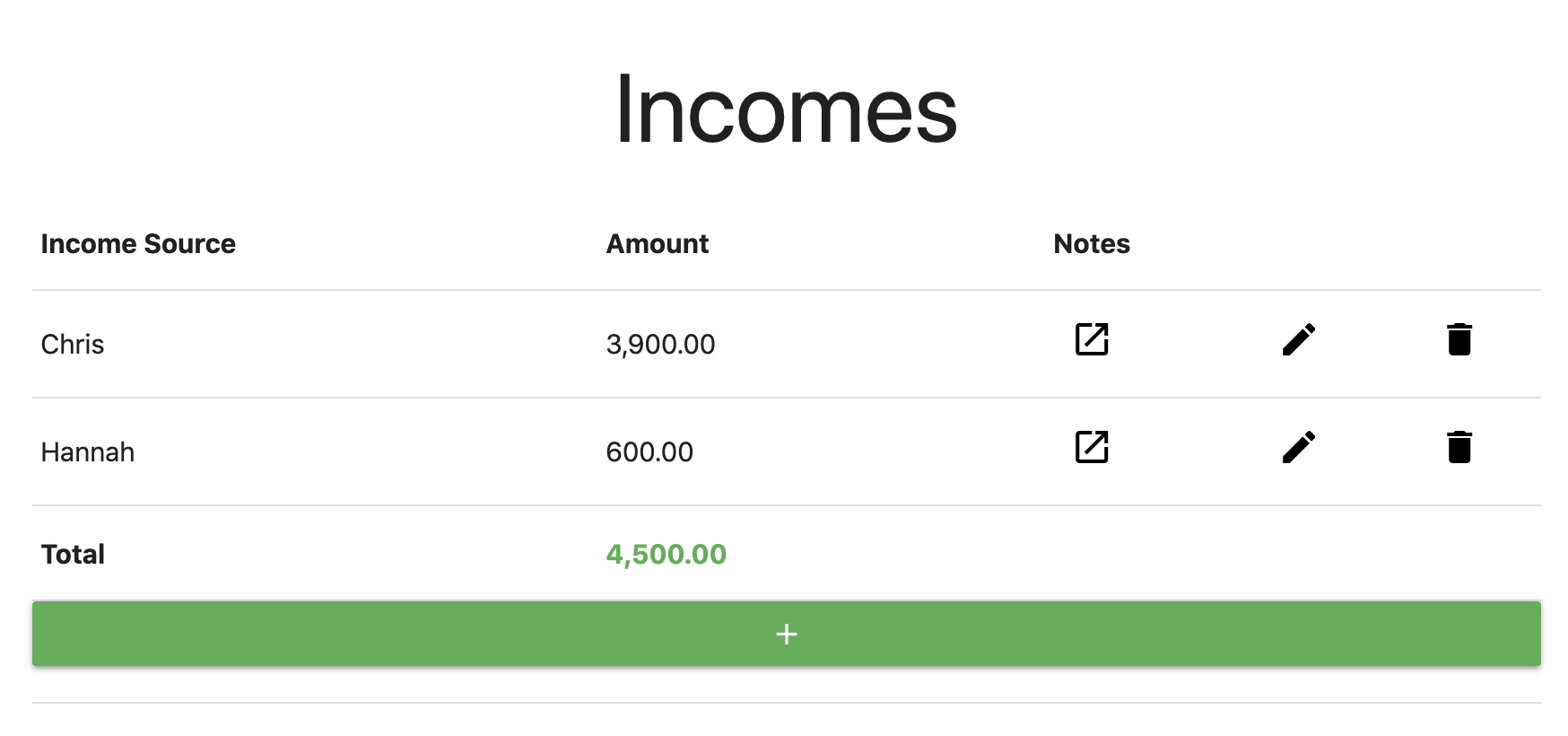 Income Screen